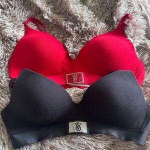 Victoria's Secret Red and Black Bras with Molded Cups
